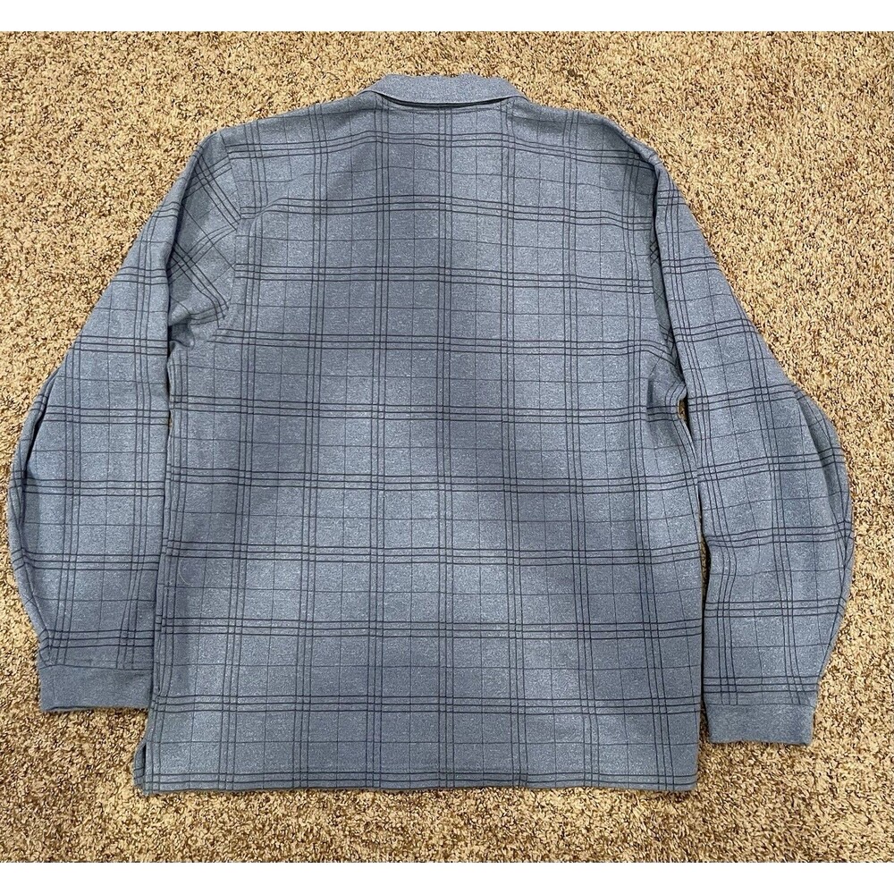 Van Heusen Men’s Long Sleeve Polo XL Gray Blue Plaid Cotton Blend - Picture 4 of 4
